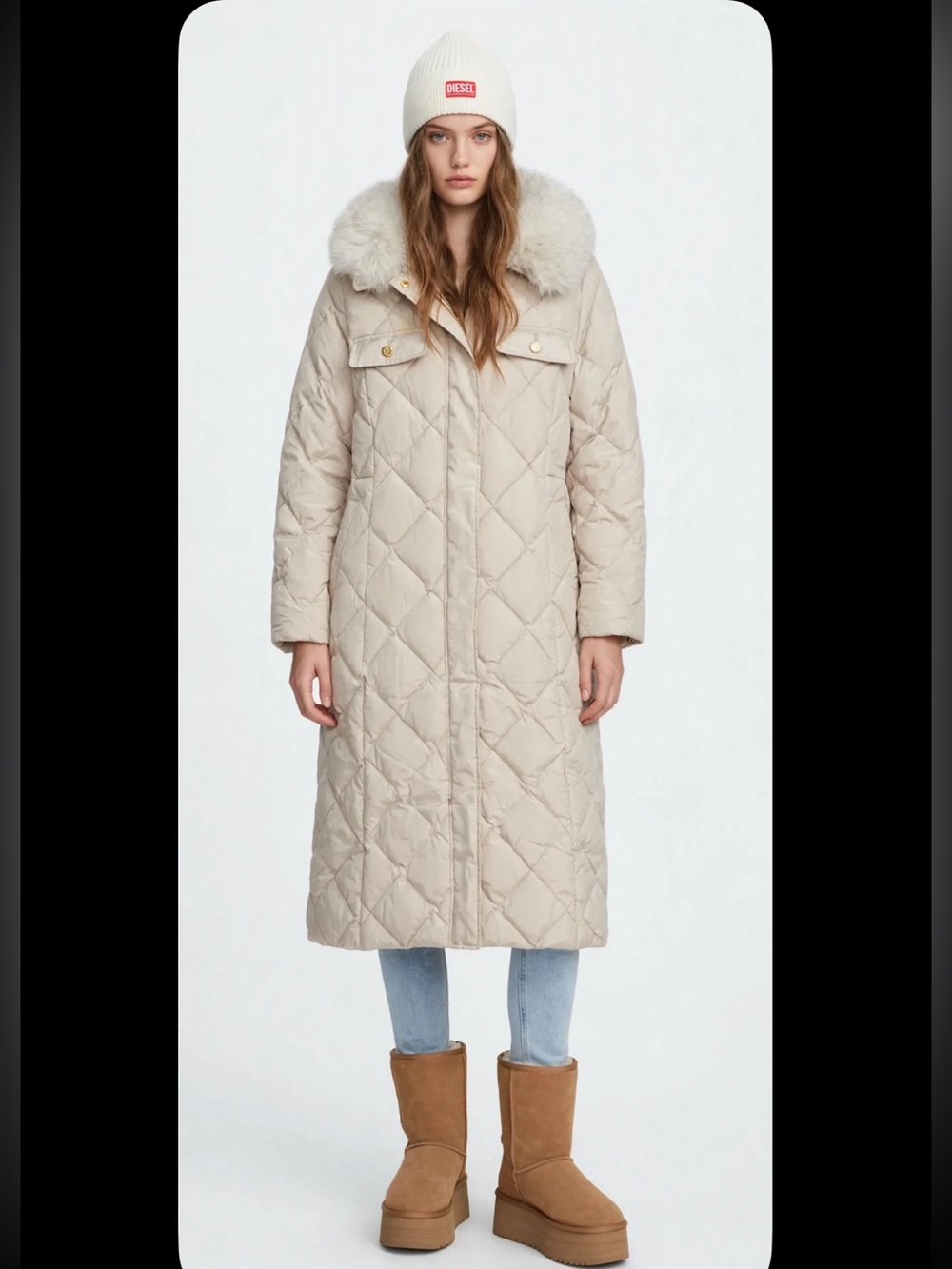Me Sense collection long gold tone coat